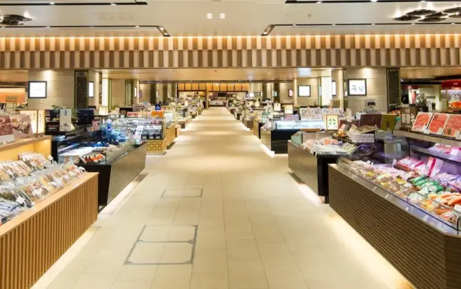 "A shop filled with various traditional Japanese souvenirs."