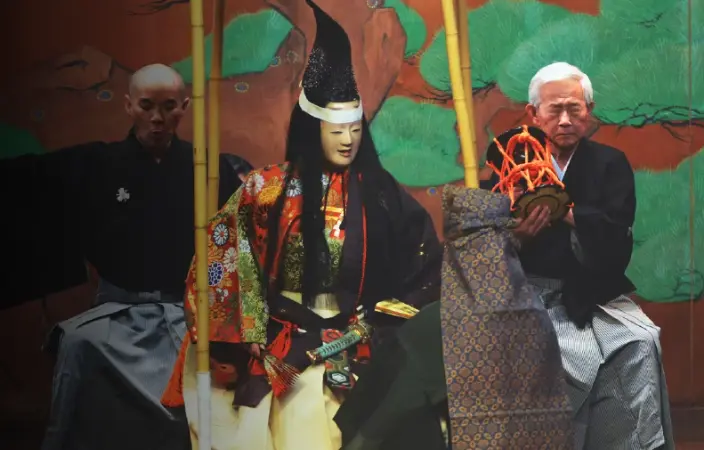 "A traditional Noh theater performance showcasing Japanese cultural art."