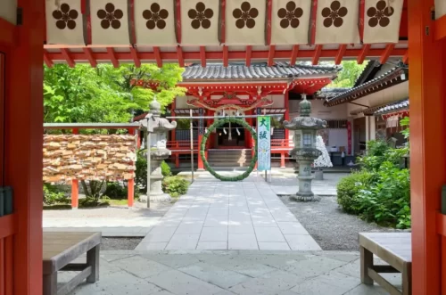 "Traditional shrine building at Kanazawa Shrine"