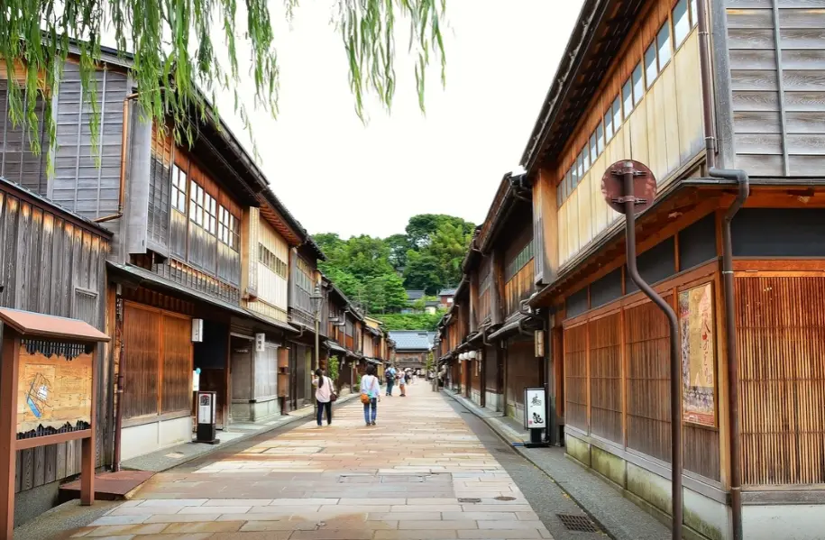 "Traditional wooden buildings of Higashi Chaya District"