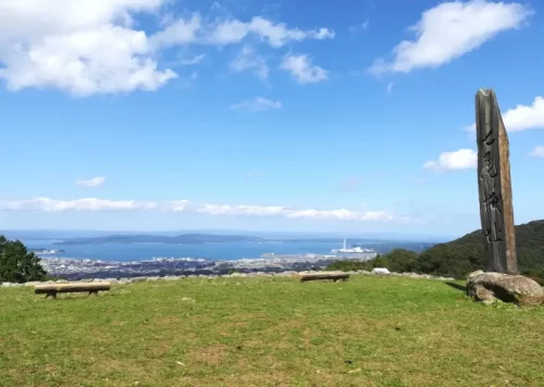 Historic castle ruins offering panoramic bay views.