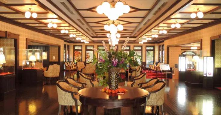 Elegant hotel lounge with classic interior design in Kanazawa