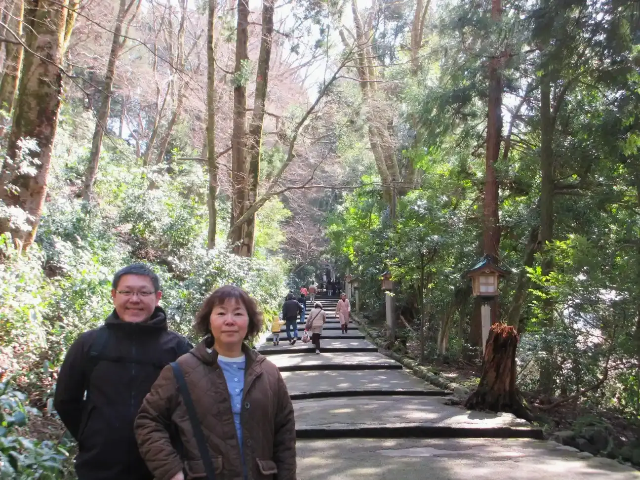 Local guides on a peaceful shrine path